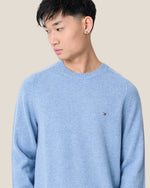 Maglione Girocollo In Lana Con Logo Bandierina Ricamato