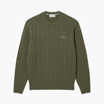 L.C Cable Knit Carded Wool Crew Neck Sweater