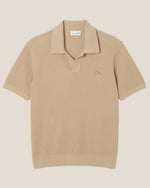 Lacoste Cotton Blend Open Polo Collar Sweater