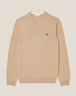 Lacoste Monochrome Cotton V-neck Sweater