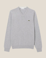 Lacoste Monochrome Cotton V-neck Sweater