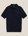 Ralph Lauren Cable-Knit Cotton Polo-Collar Sweater