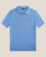 Ralph Lauren Cable-Knit Cotton Polo-Collar Sweater