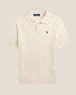Ralph Lauren Cable-Knit Cotton Polo-Collar Sweater