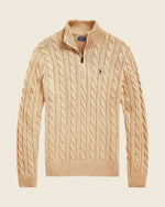 Ralph Lauren Chunky Cable-Knit Cotton Quarter-Zip Sweater