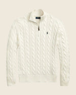Ralph Lauren Chunky Cable-Knit Cotton Quarter-Zip Sweater