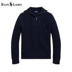 L.R Waffle-Knit Wool-Cotton Quarter-Zip Sweater