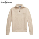 L.R Waffle-Knit Wool-Cotton Quarter-Zip Sweater